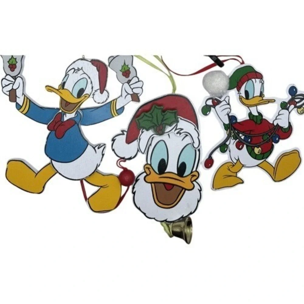Kurt Adler Disney Set 4 Wood Christmas Ornaments Mickey Minnie Mouse Donald Duck